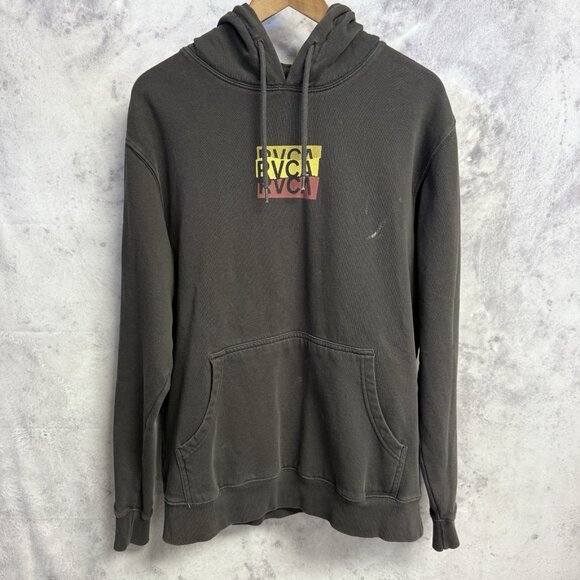 RVCA Hoodie Sweatshirt Mens Medium Faded Black Surf Skate - Picture 2 of 16